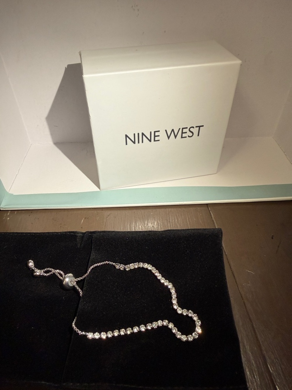 Nine West Silver Clear Rhinestone Line Bracelet